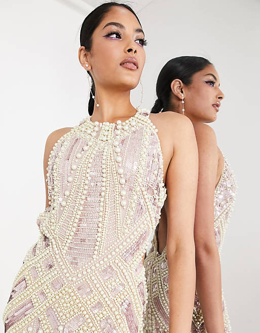 pearl embellished dress Olivia Maxi | Made-To-Order Limited Edition dress and an absolute must Romy Embellished Dress - Pearl