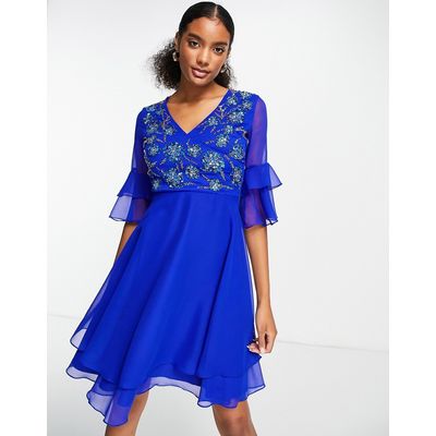 Little mistress tara navy clearance floral embroidery midi dress