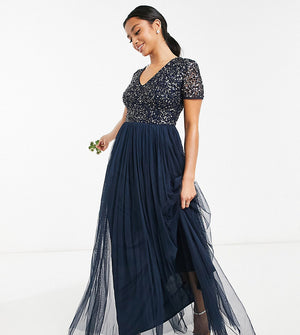 Maya high neck outlet maxi tulle dress